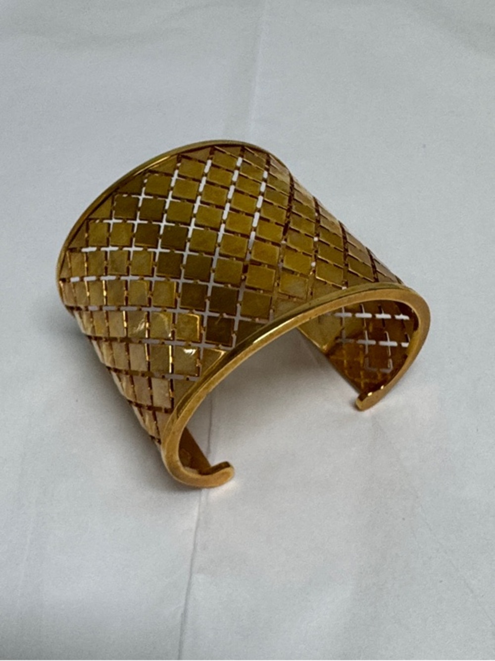 Rebecca Gold-Tone Lattice Open Cuff Bracelet